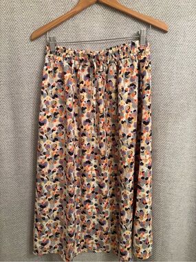 Elastic-Waist Multi-Color Midi Skirt